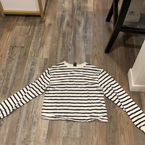 Black and white striped women’s long sleeve shirt
